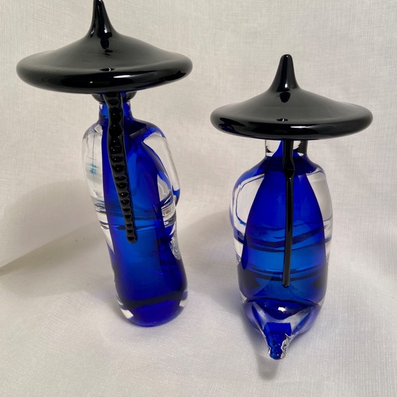 Formia Vetri Di Cobalt Blue & Clear Murano Glass Asian Fiqurines - Picture 15 of 16